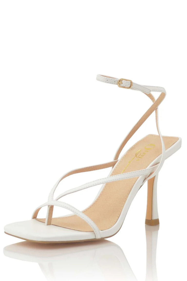 Kim Ankle Strap Heels - White