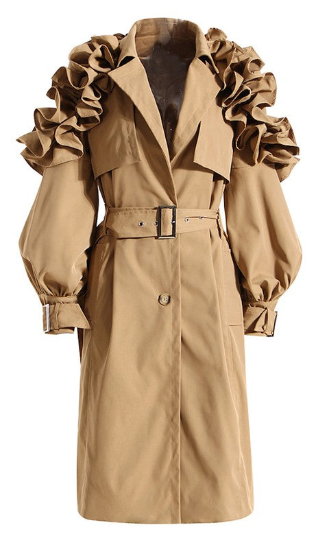 Luxe Ruffle Trench Plus