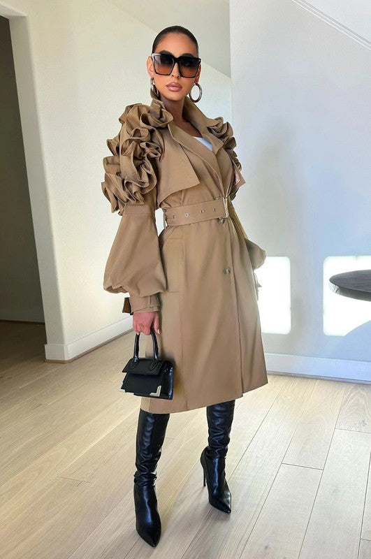 Luxe Ruffle Trench