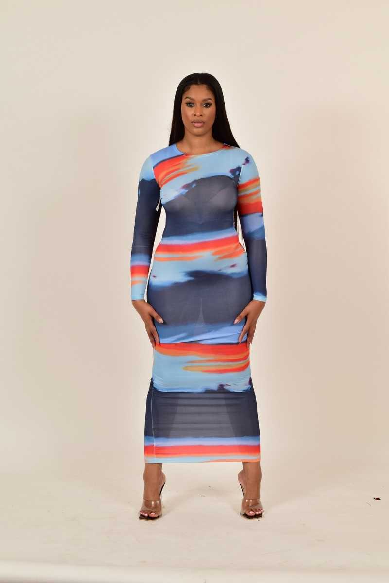 Colorful Print Maxi Dress