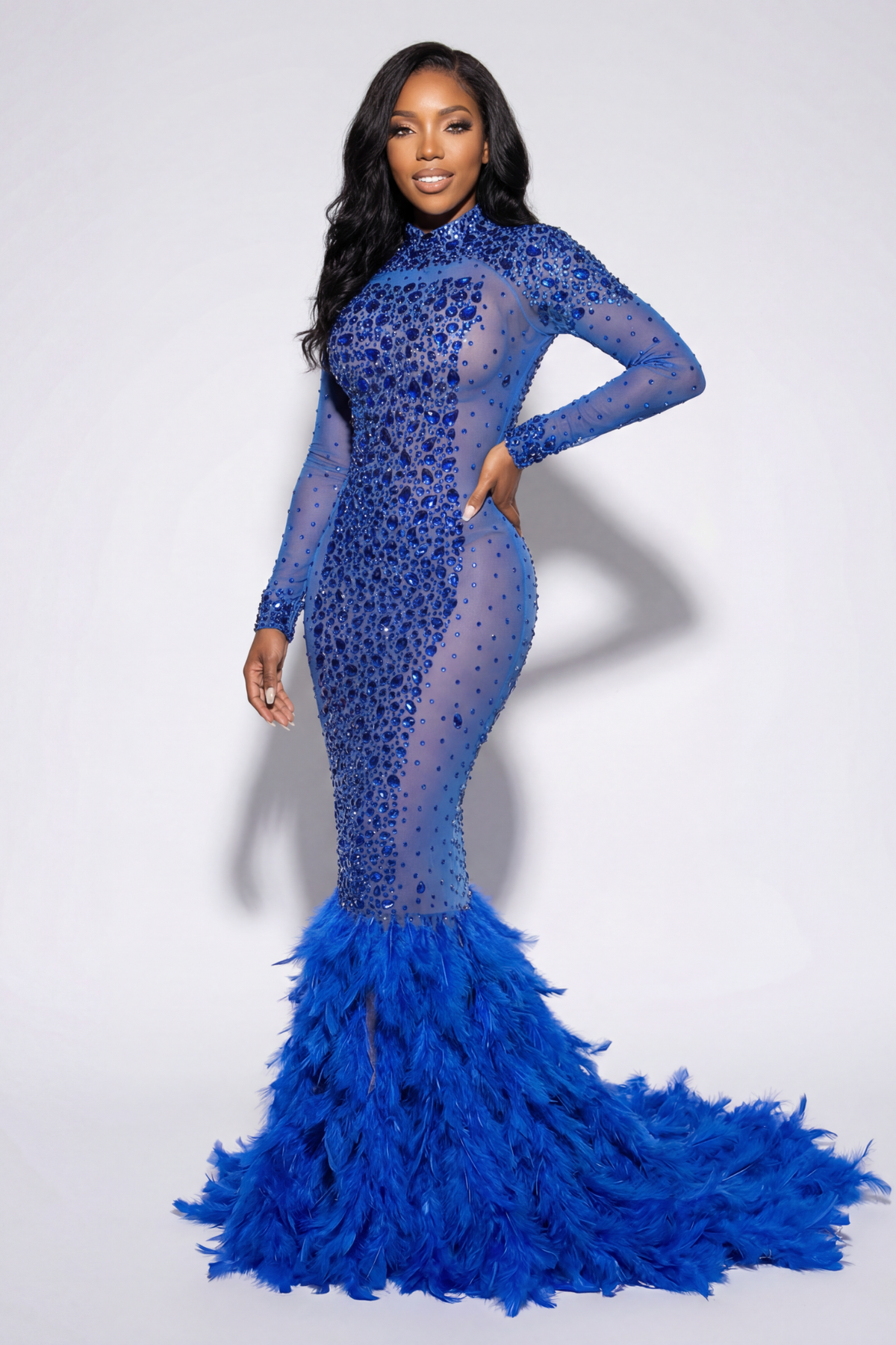 Midnight Feather Diamond Maxi Dress – LuxxBrowngirl
