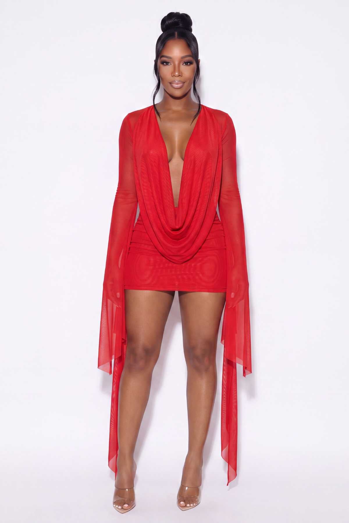 The Bianca Mesh Cowl Mini Dress
