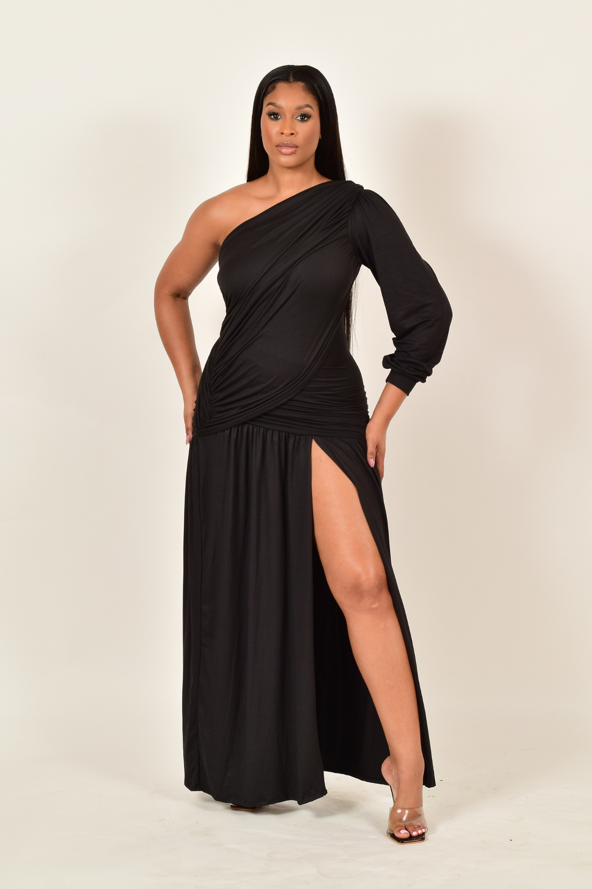 Stephanie Layer Cutout Maxi Dress (Black)