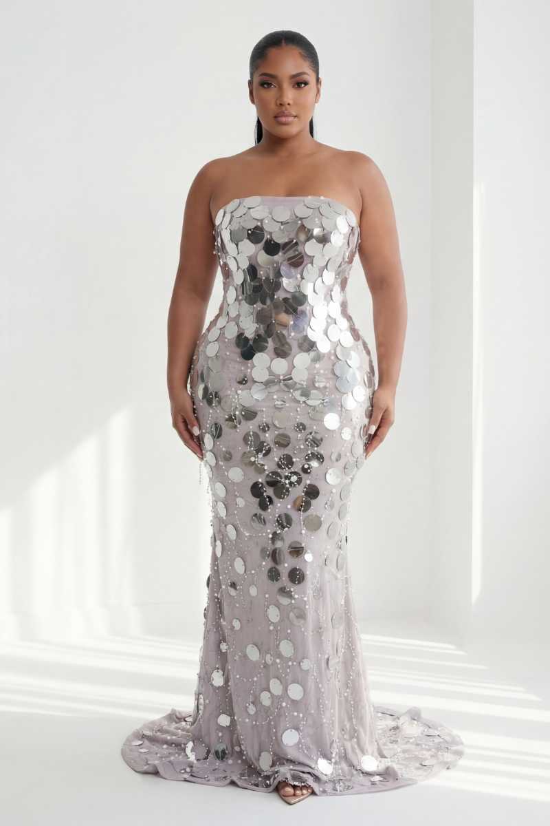 Midnight Pearl Illusion Mesh Dress