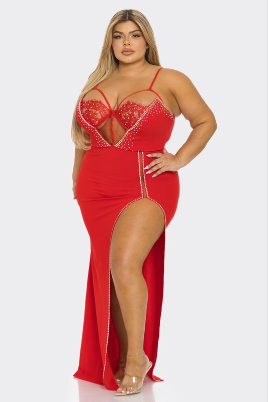 The Lacia Glam Dress Plus Red