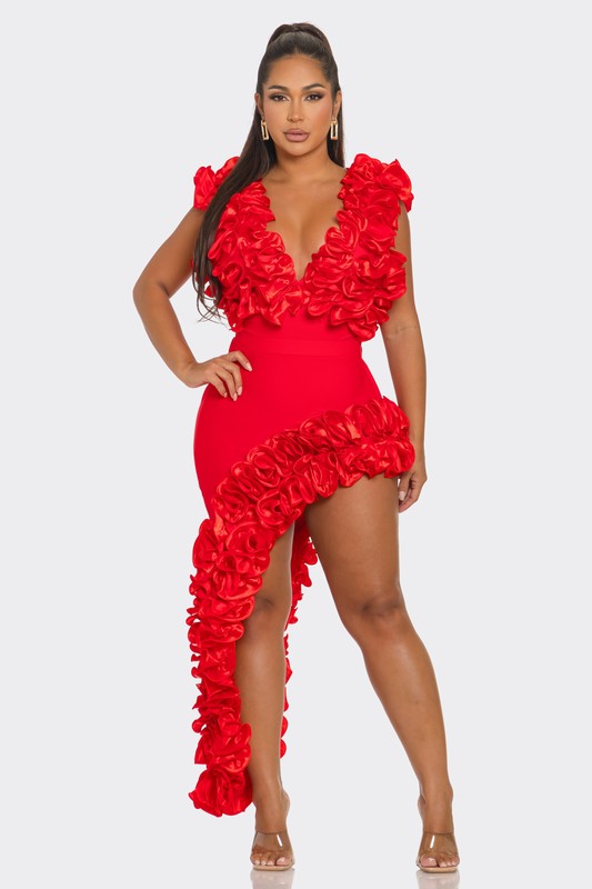 The Red Ruffle Dress Set