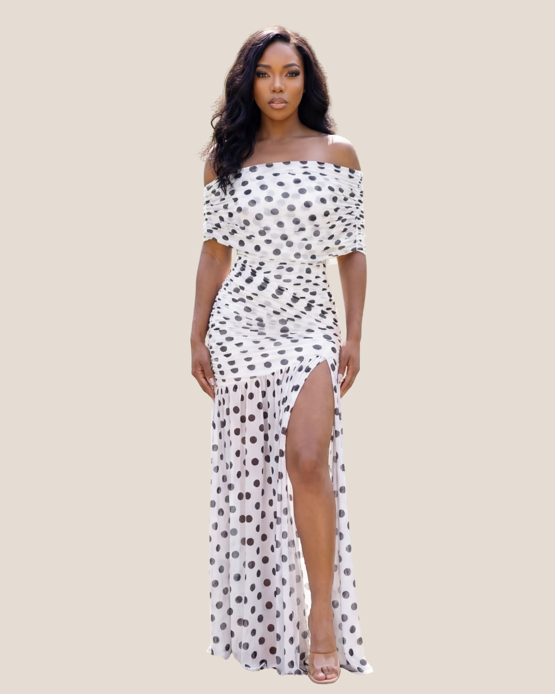 Amara Dots Mesh Maxi Dress Ship By 06/26/26