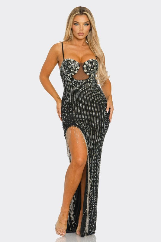 Crystal Empress Rhinestone Maxi Dress