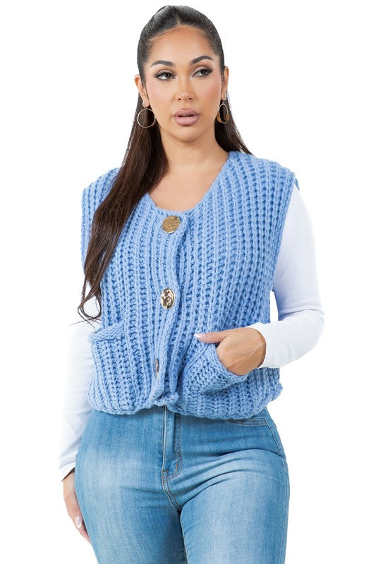 Chic Button-Up Sleeveless Vest