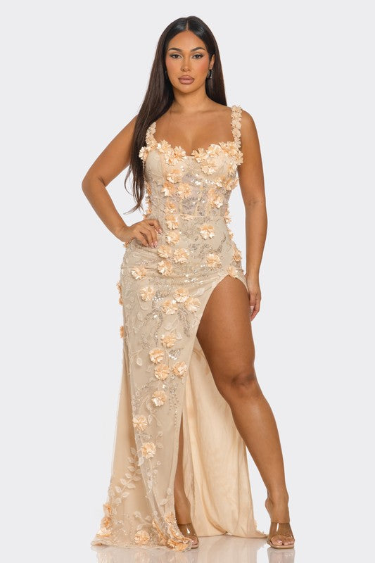 Petal Spark Sequin Midi Dress