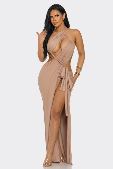 Naomi Tie-Waist Slit Dress Ship By 04/29/26