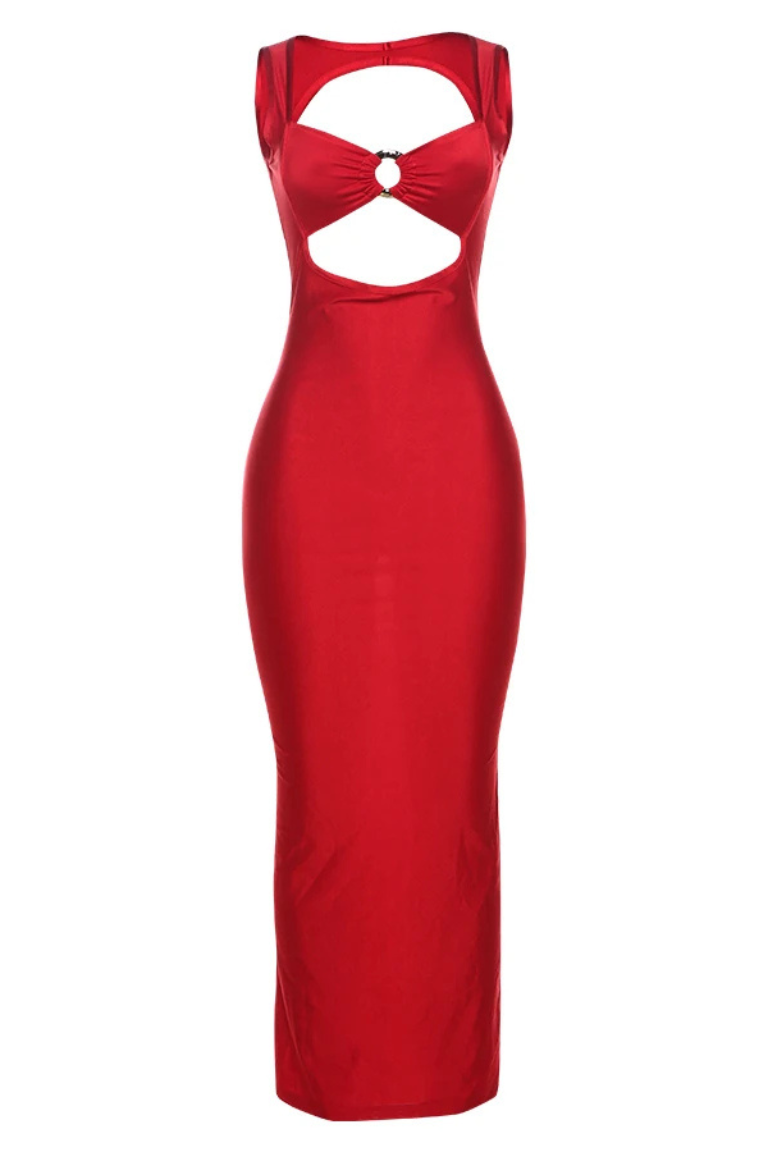 Ring Clasp Backless Party Dress