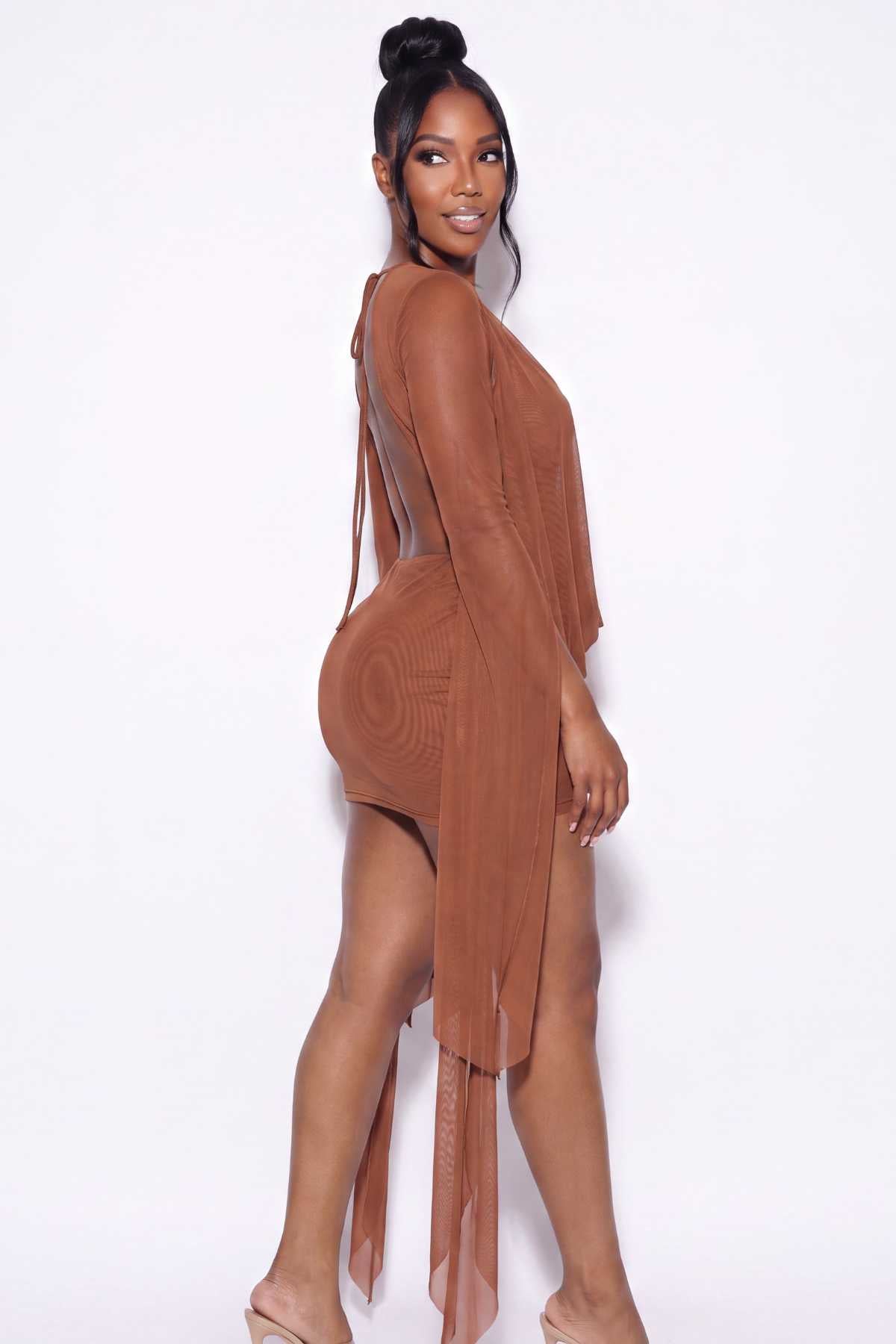 The Bianca Mesh Cowl Mini Dress