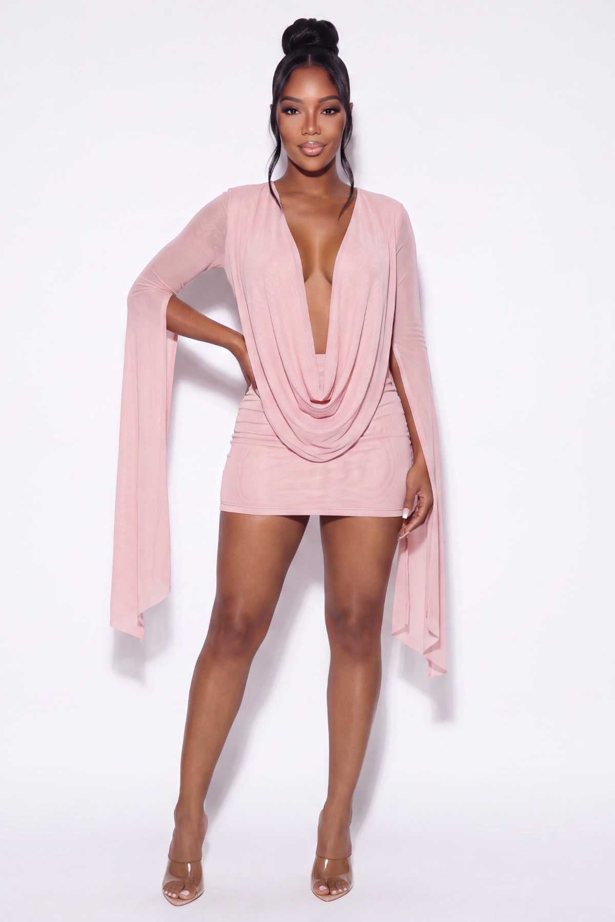 The Bianca Mesh Cowl Mini Dress