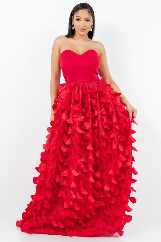 Flamenco Petal Strapless Gown