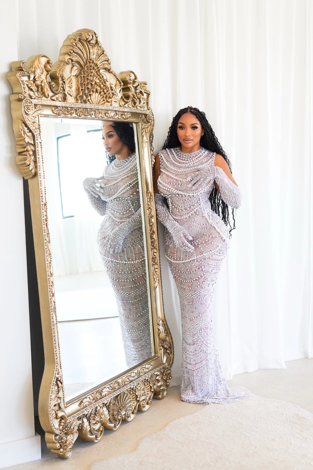 Amara Pearl Mesh Dress