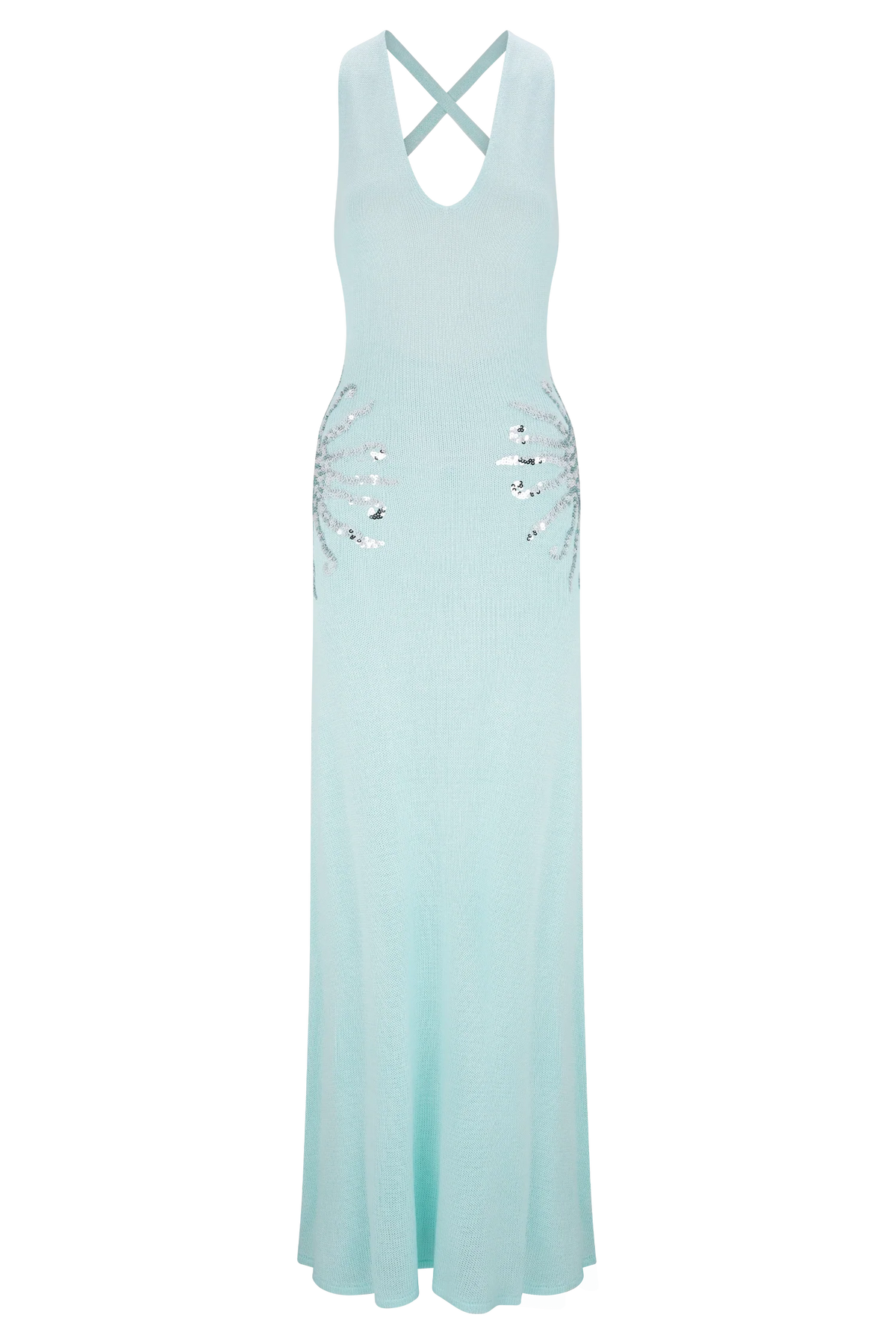 Sequins Backless Knit Maxi Dress