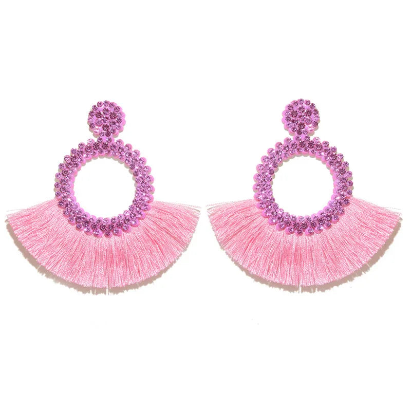 Vintage Blush Tassel Statement Earrings