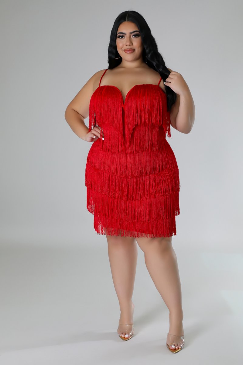 Fringed spaghetti strap dress best sale