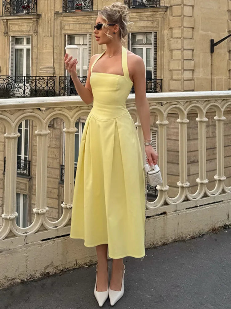 Grace Halter Backless Midi Dress