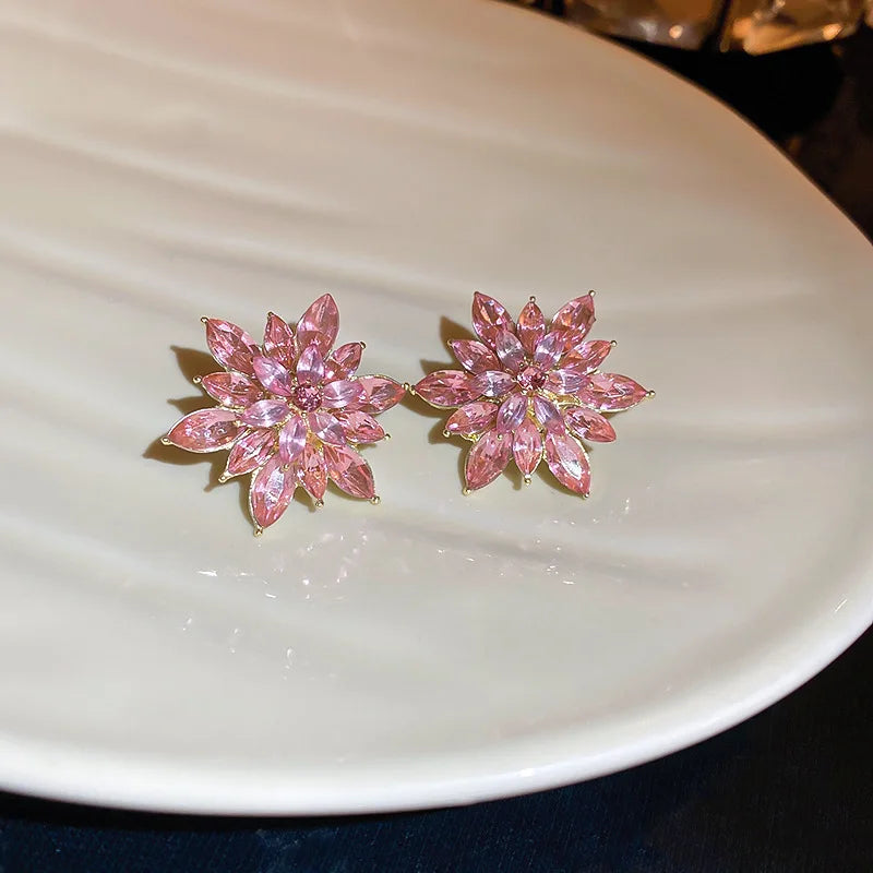 Vintage Bloom Crystal Pearl Earrings