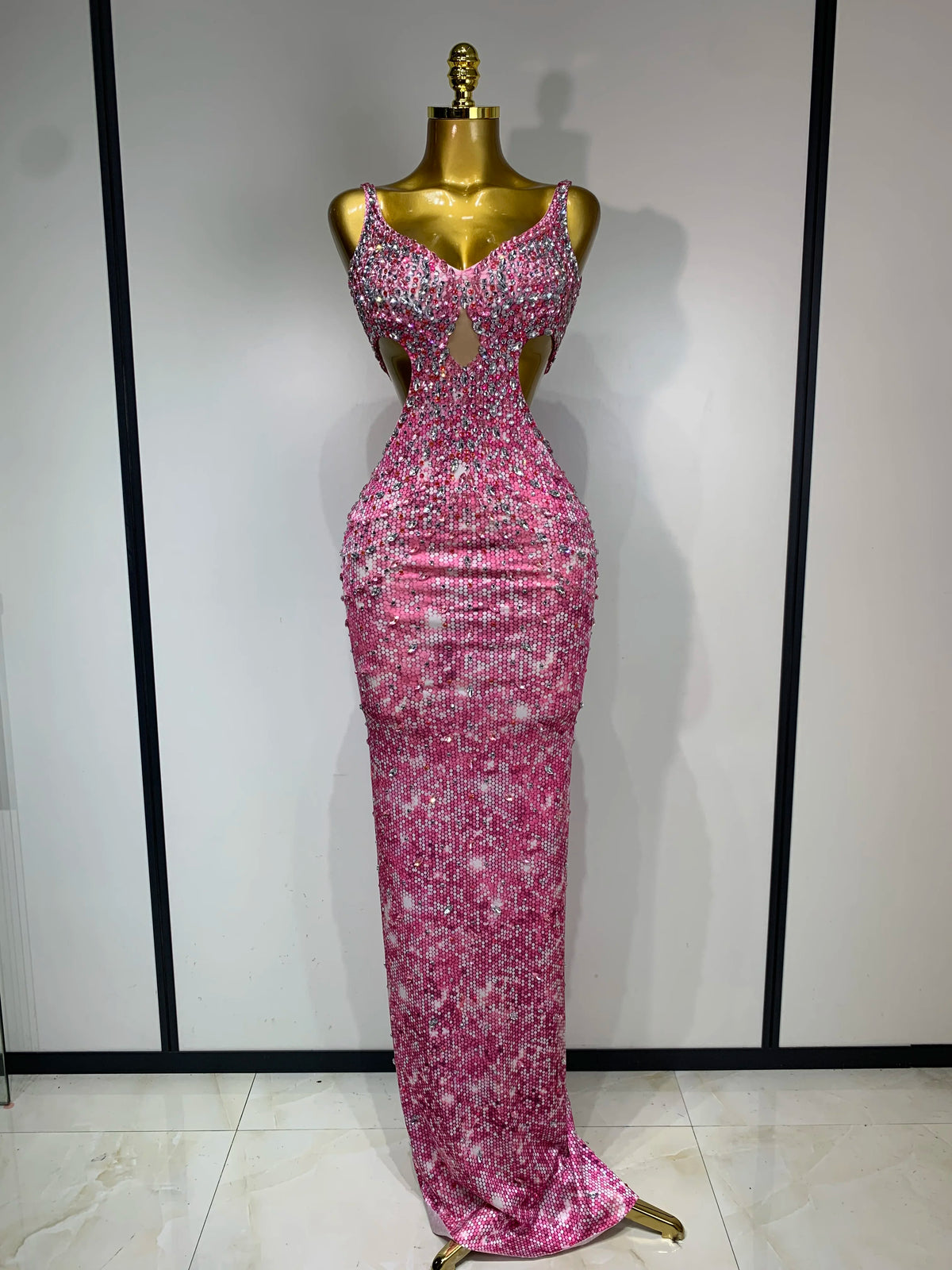 Pink Diamond Cut-Out Bodycon Dress
