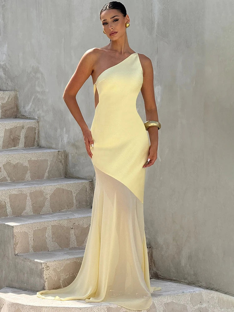 One-Shoulder Backless Maxi Dress