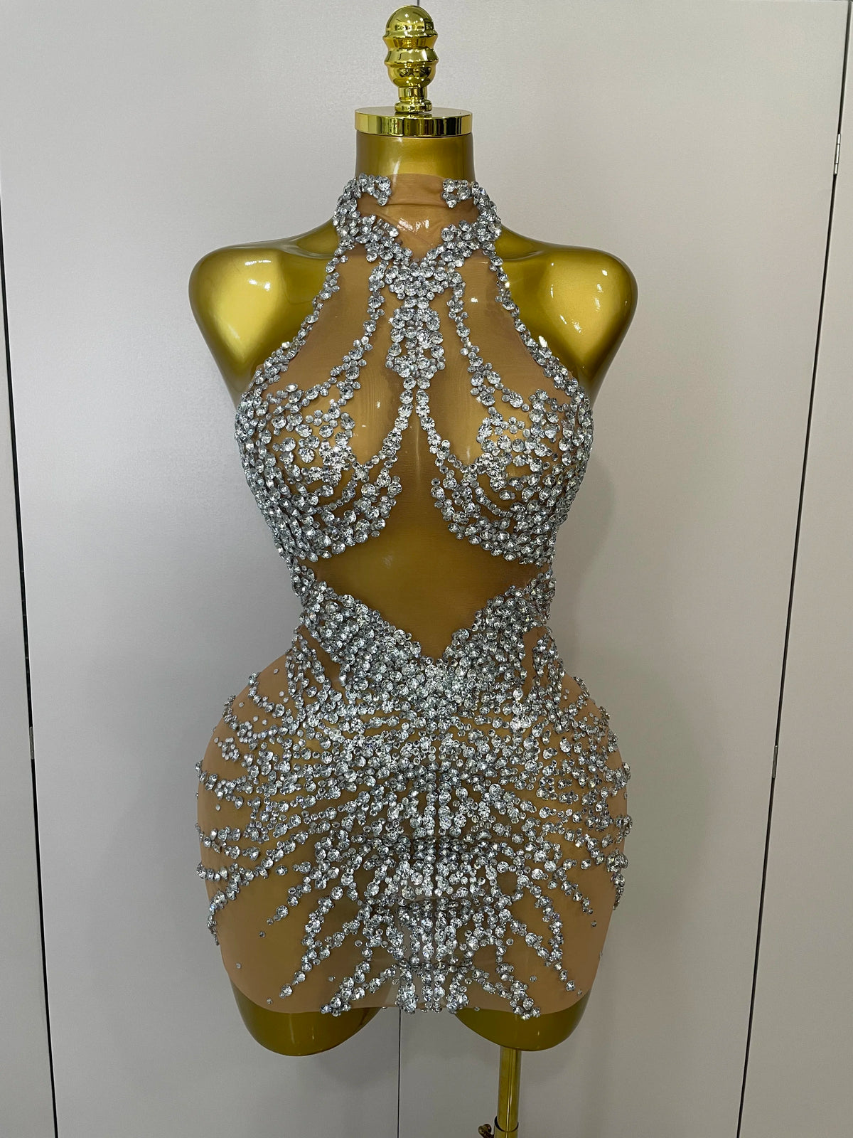 Crystal Glow Mesh Dress