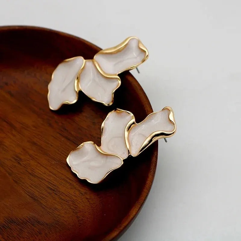 Golden Bloom Metal Stud Earrings