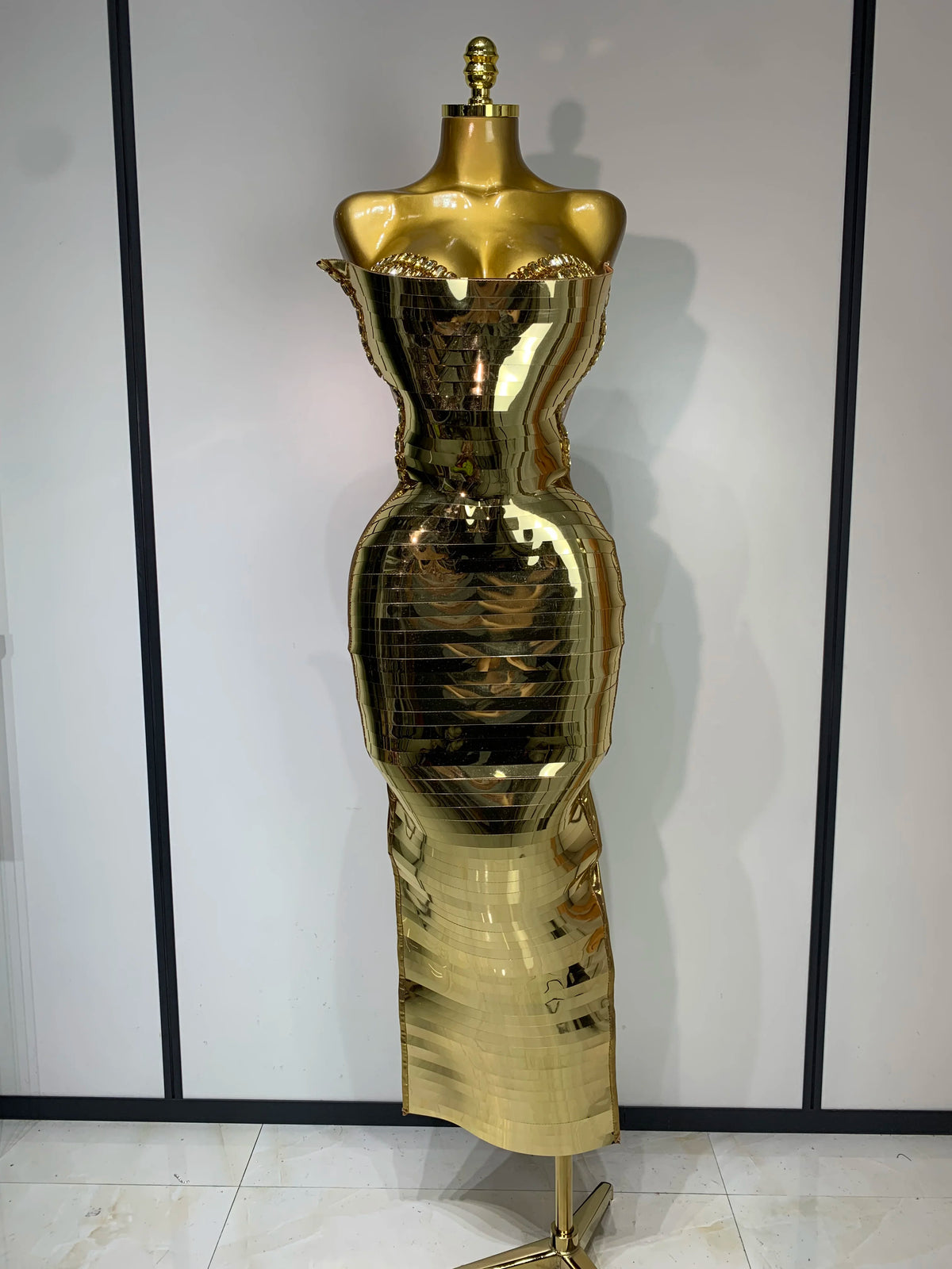 Golden Aura Sequin Crystal Dress