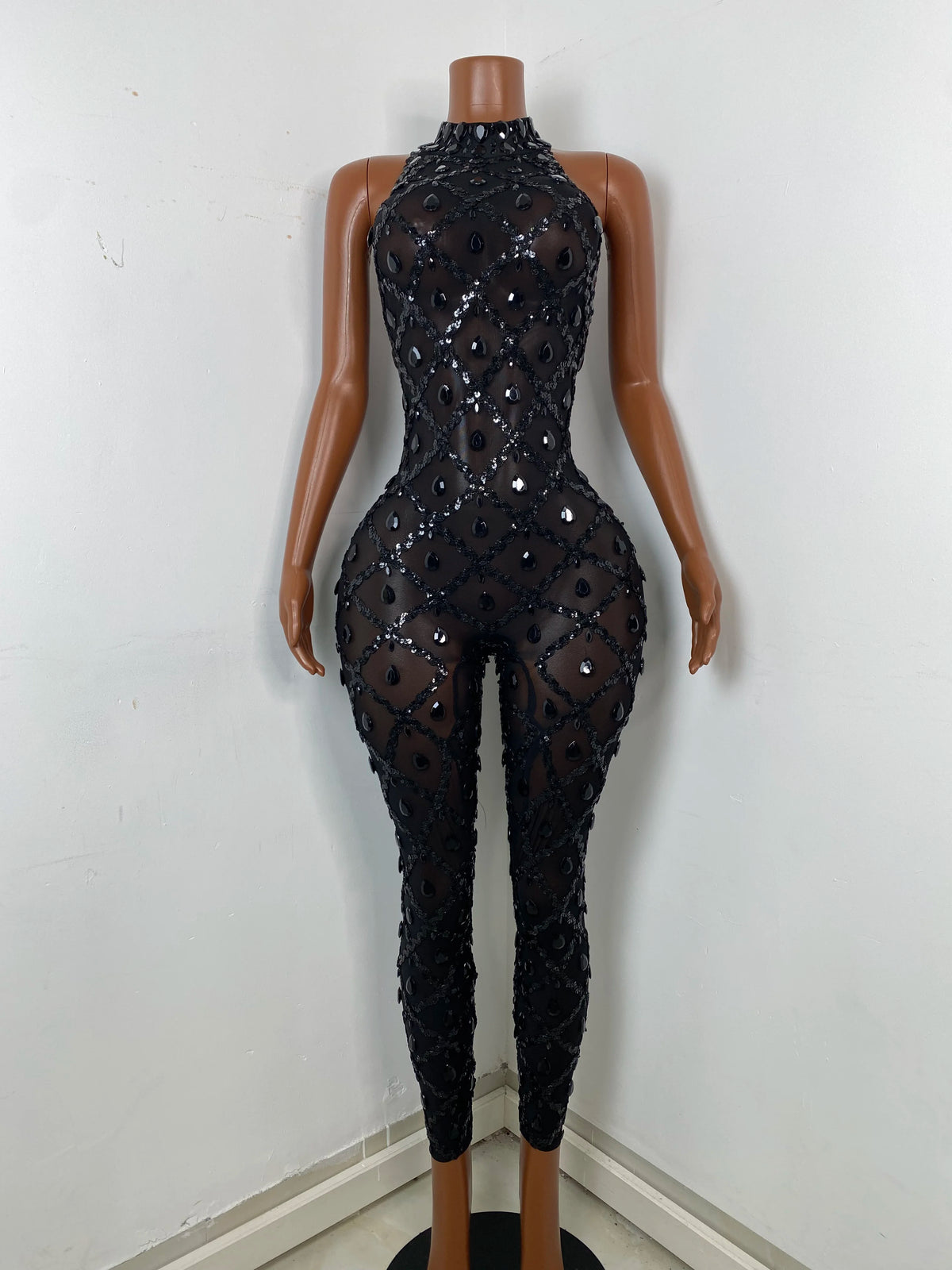 Chic Chic Rhinestone Black Jumpsuit