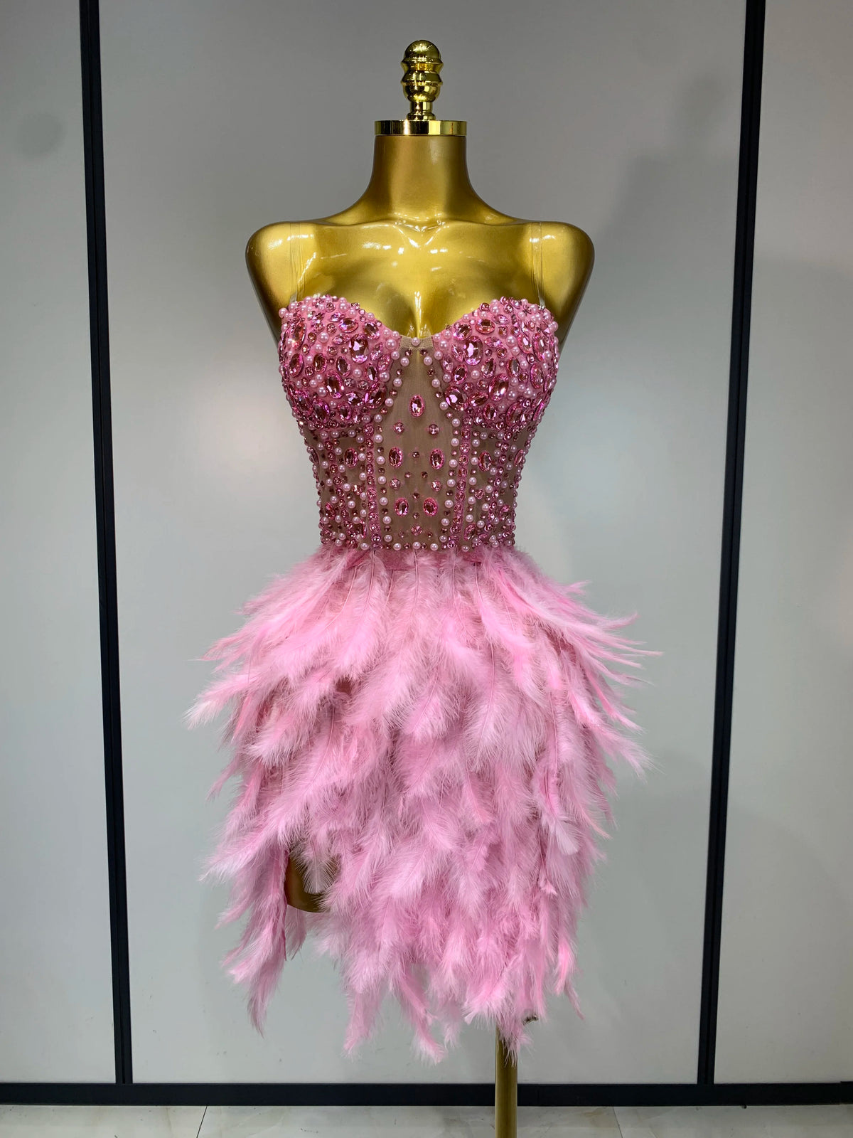 Rosè Feather Dress