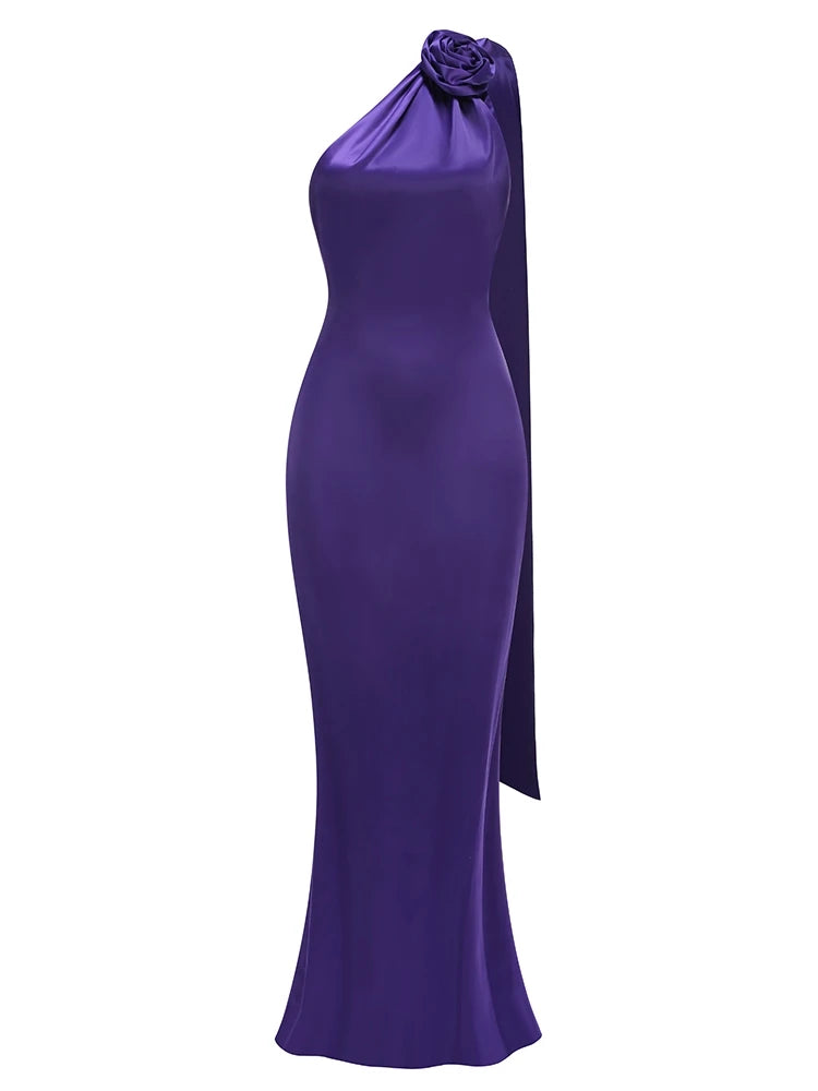 Violet Bloom Halter Maxi