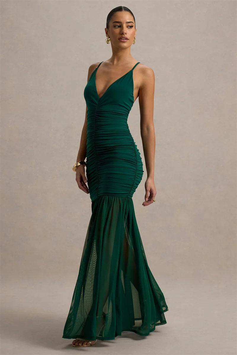 Spaghetti Strap Backless Maxi Dress