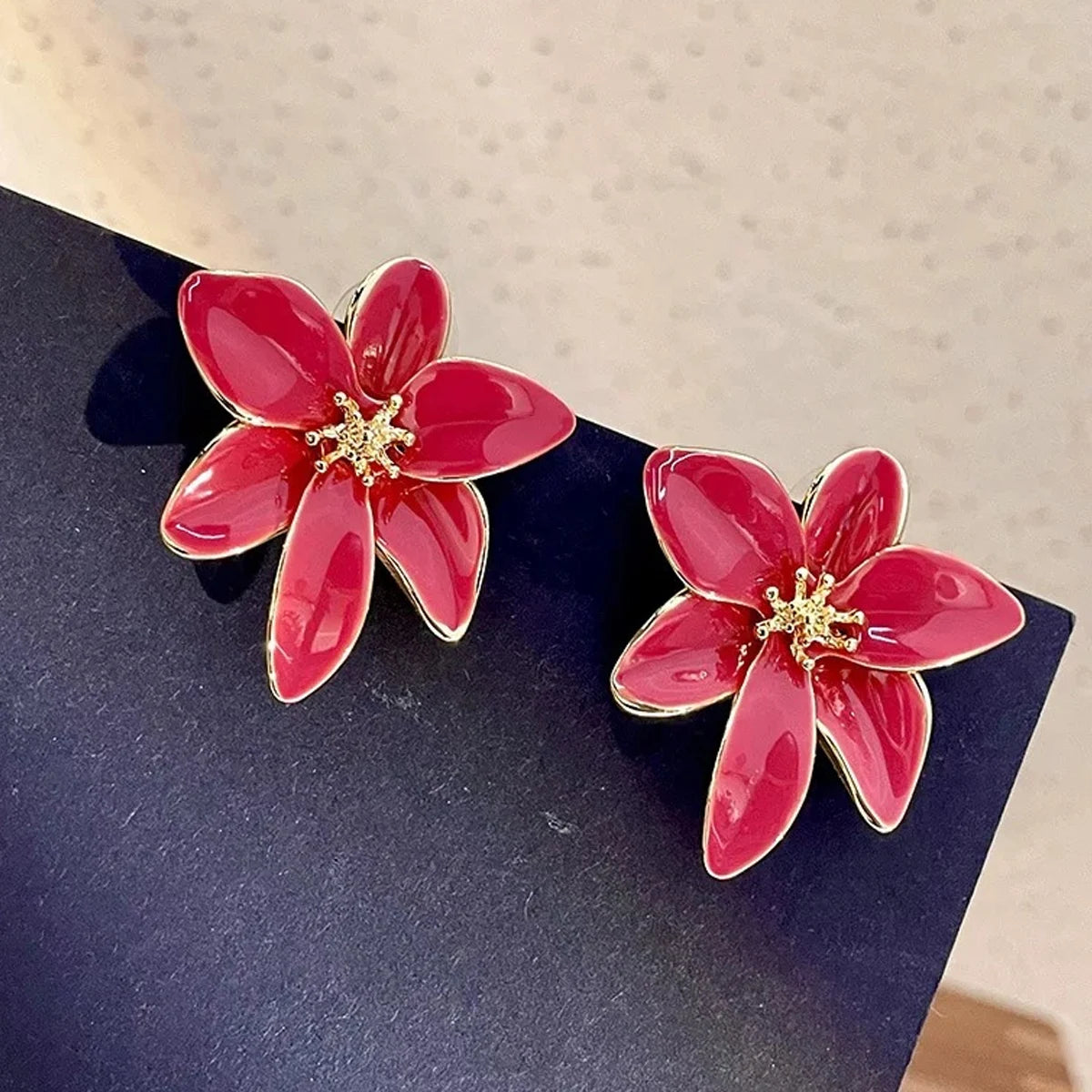 Metal Flower Drops Oil Earrings