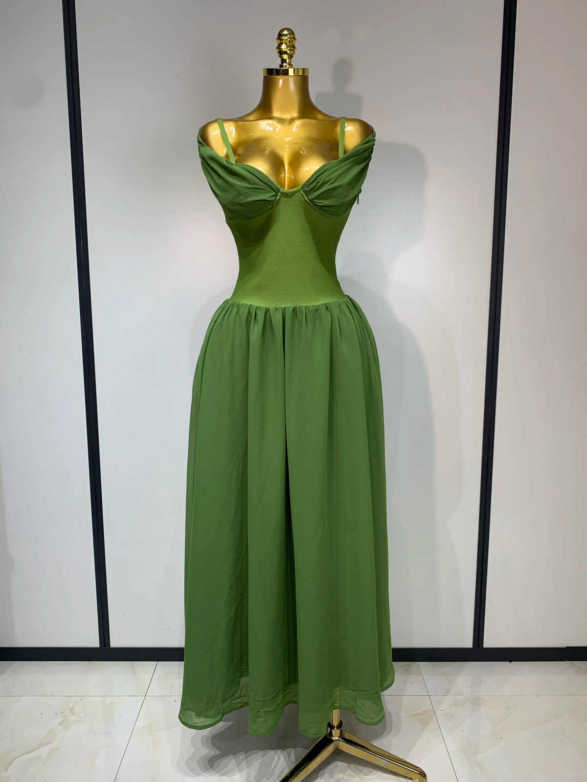 Velour Allure Off-Shoulder Bandage Maxi