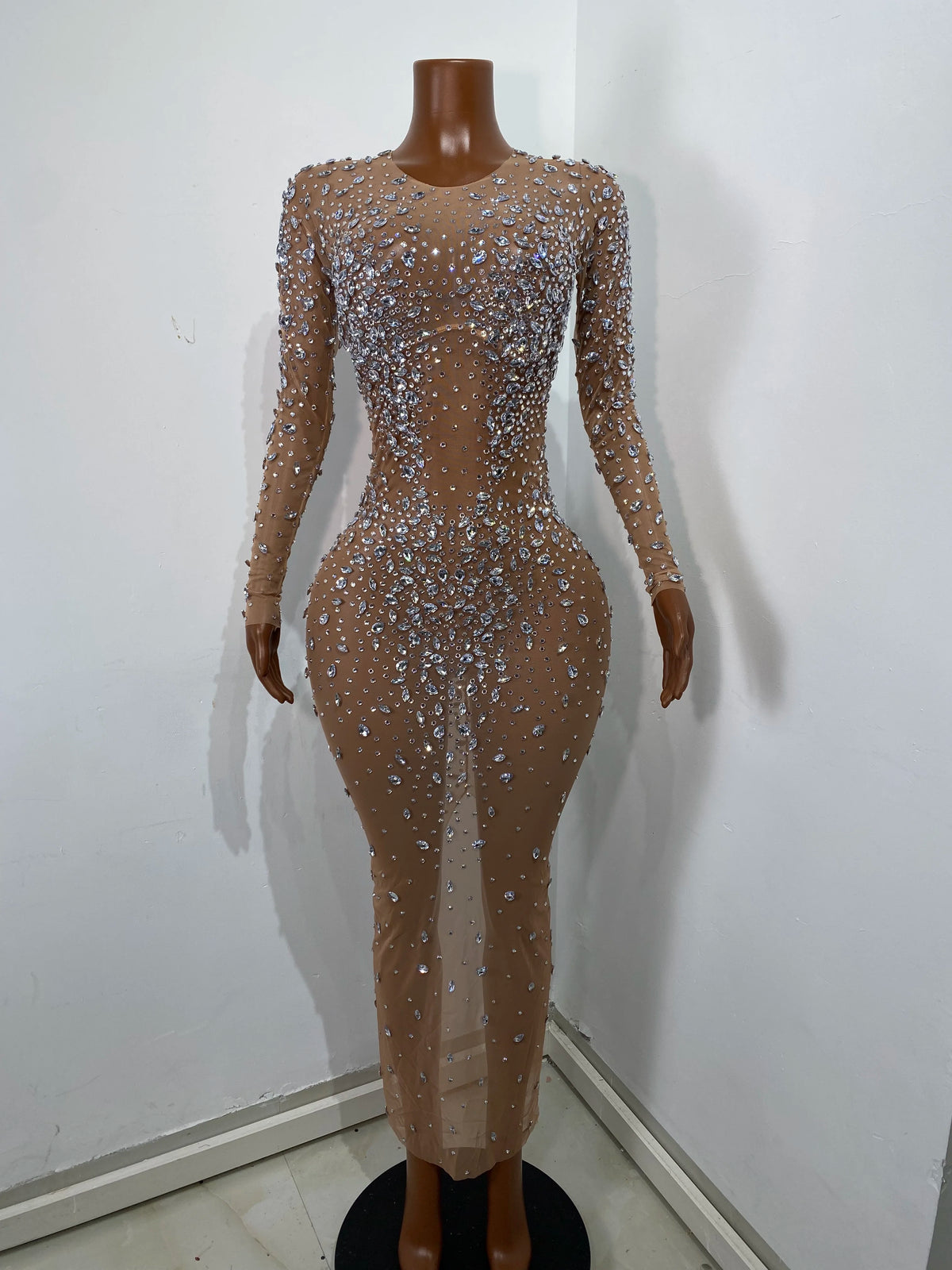Champagne Diamond Glow Maxi Dress