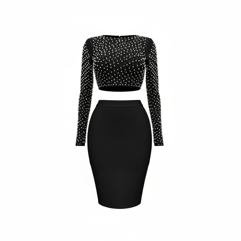 Pearl Mirage Two-Piece Set (Black )