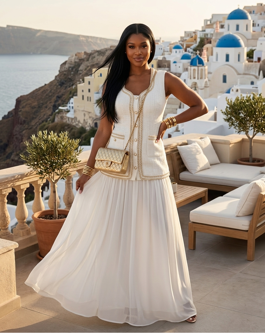 Pearl Heiress Tweed Midi Dress