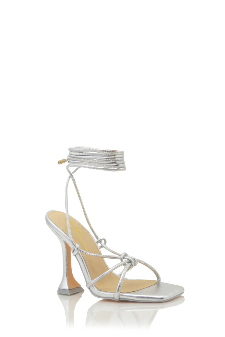 Knotted Lace-Up Square Toe Heels