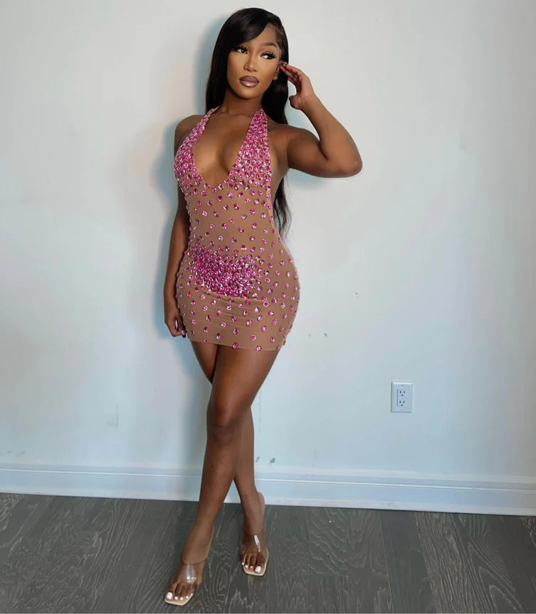 Divine Halter Neck Gem Dress