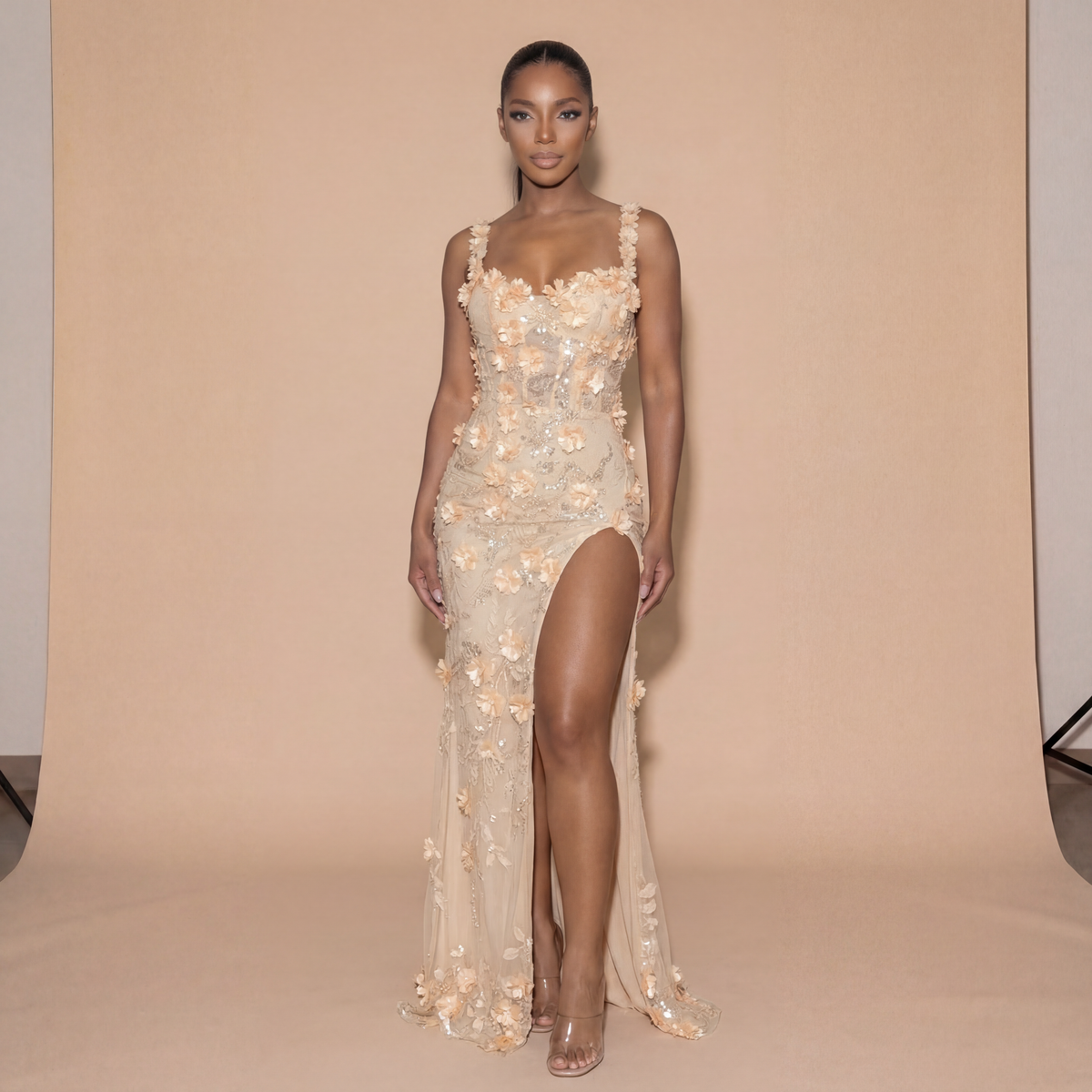 Petal Spark Sequin Midi Dress – LuxxBrowngirl
