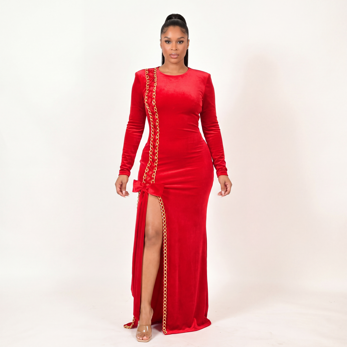 Golden Allure Velvet Maxi Dress