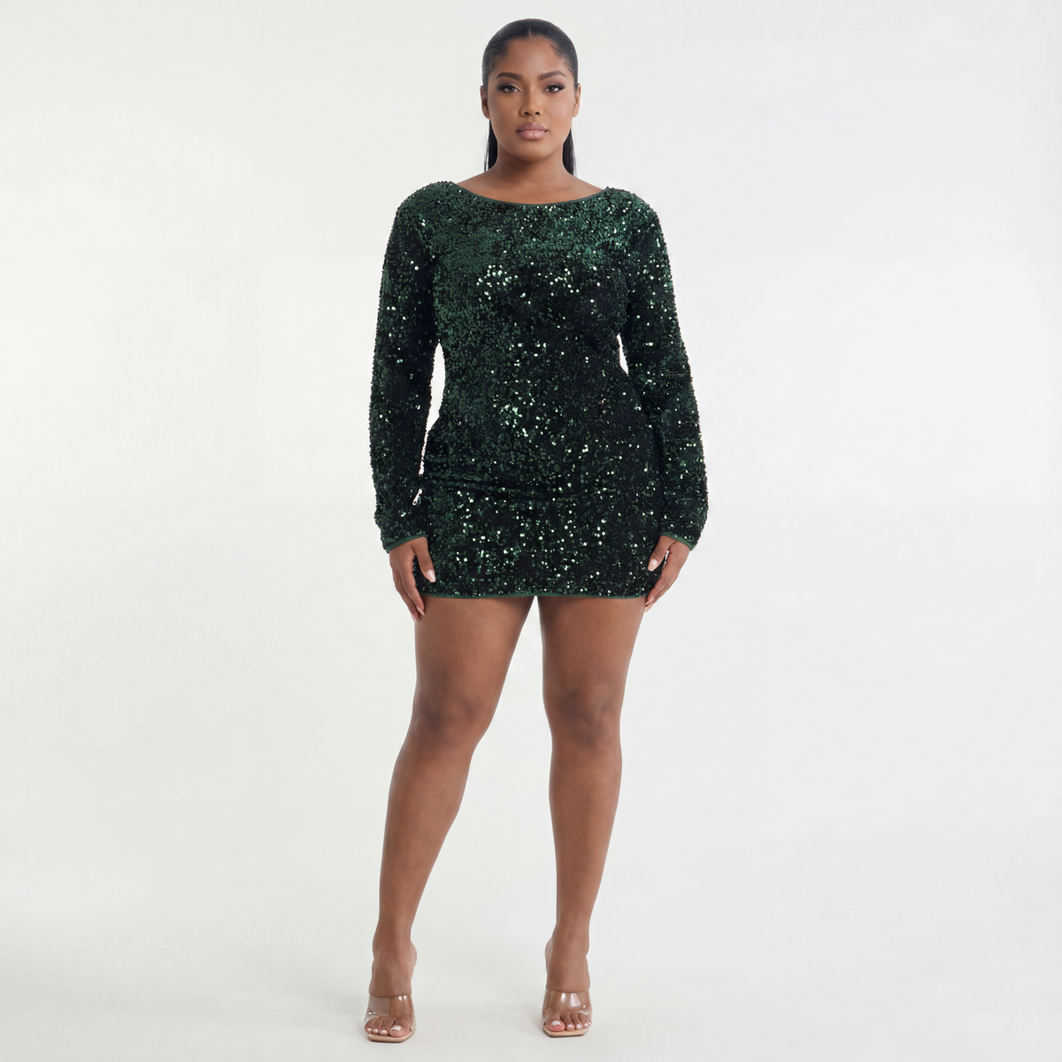 Glitter Party Low Back Mini Dress